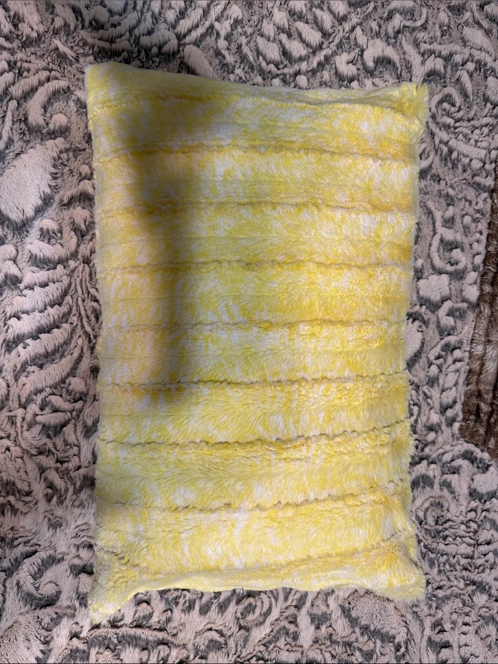 Travel Pillow and Yellow Minky Cover 20x13